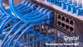  Presentation with network cable - Beautiful slide set featuring close up of network cables backdrop and a ocean colored foreground