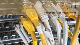  Presentation with ethernet - PPT theme with close-up-of-network-hub background and a coral colored foreground