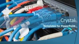  Presentation with ethernet - PPT layouts having close-up-of-network-hub background and a ocean colored foreground