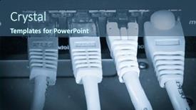  Presentation with ethernet - Slide deck enhanced with close-up-of-network-hub background and a ocean colored foreground