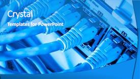  Presentation with ethernet - Colorful presentation theme enhanced with close-up of network hub backdrop and a teal colored foreground