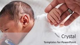  Presentation with preemie baby close up - PPT theme enhanced with close up of newborn baby background and a light gray colored foreground