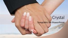  Presentation with holding hands - PPT theme enhanced with close-up of newly wed background and a coral colored foreground