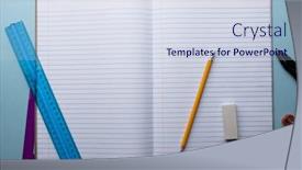  Presentation with notebook - PPT theme consisting of close-up-of-notebook background and a sky blue colored foreground