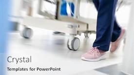  Presentation with nurse running - Slide deck featuring close-up-of-nurse-legs background and a white colored foreground