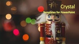  Presentation with wooden toy - Audience pleasing presentation theme consisting of close-up of nutcracker toy backdrop and a tawny brown colored foreground