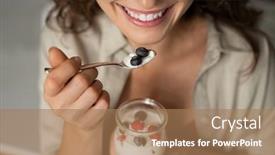  Presentation with fruit yogurt - Presentation theme with close-up-of-of-smiling background and a coral colored foreground