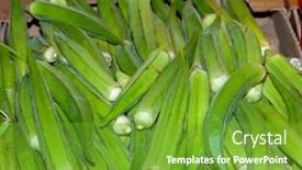  Presentation with okra - Amazing PPT theme having close up of okra vegetables backdrop and a tawny brown colored foreground