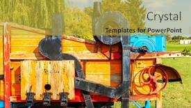  Presentation with agricultural machinery - Slide set consisting of close-up-of-old-agricultural background and a yellow colored foreground