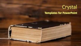  Presentation with old book - Presentation design with close-up-of-old-book background and a tawny brown colored foreground