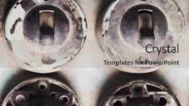  Presentation with old - Beautiful PPT theme featuring close-up-of-old-lightswitches backdrop and a light gray colored foreground