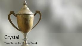  Presentation with gold trophy - Presentation theme consisting of close up of old trophy background and a  colored foreground
