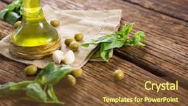  Presentation with olive oil - Colorful slide set enhanced with close-up of olive oil backdrop and a tawny brown colored foreground