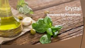  Presentation with agriculture olive oil - Theme having close-up of olive oil background and a  colored foreground