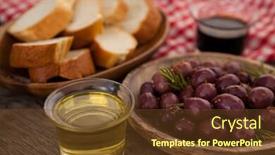  Presentation with oil - Presentation theme having close-up-of-olives background and a tawny brown colored foreground