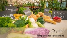  Presentation with farm food - Presentation theme featuring close-up-of-organic-food background and a coral colored foreground