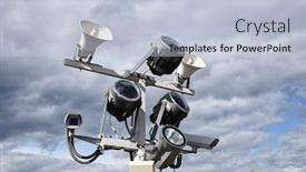  Presentation with surveillance - Colorful PPT theme enhanced with close-up-of-outdoor-surveillance backdrop and a lemonade colored foreground