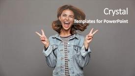  Presentation with peace - Colorful PPT theme enhanced with close-up of overjoyed charming backdrop and a violet colored foreground