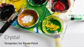  Presentation with education materials - PPT theme featuring close-up-of-paints background and a light gray colored foreground