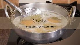  Presentation with fried egg close up view - Colorful theme enhanced with close-up-of-pakoras-being backdrop and a coral colored foreground