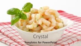  Presentation with shrimps - Slide deck consisting of close-up-of-pan-fried background and a soft green colored foreground