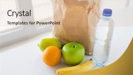 Presentation with fruit water - PPT theme having close up of paper bag background and a coral colored foreground