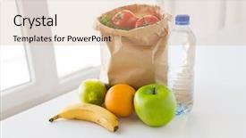  Presentation with healthy food - Colorful PPT layouts enhanced with close up of paper bag backdrop and a coral colored foreground
