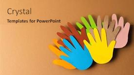  Presentation with humanitarian - PPT theme with close-up-of-paper-cut background and a gold colored foreground