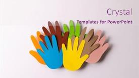  Presentation with humanitarian - PPT theme having close-up-of-paper-cut background and a sky blue colored foreground