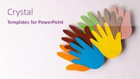  Presentation with humanitarian - Slide deck featuring close-up-of-paper-cut background and a sky blue colored foreground