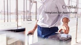  Presentation with airport lounge - Colorful slide deck enhanced with close-up-of-passenger backdrop and a light gray colored foreground