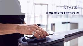  Presentation with airport lounge - Beautiful slides featuring close-up-of-passenger backdrop and a sky blue colored foreground