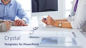  Presentation with medication - Cool new presentation theme with close-up-of-patient backdrop and a sky blue colored foreground