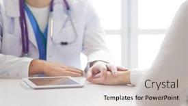  Presentation with medication - Slide set consisting of close-up-of-patient background and a mint green colored foreground