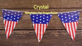  Presentation with patriotic democrat - Audience pleasing PPT theme consisting of close-up of patriotic bunting backdrop and a tawny brown colored foreground