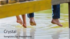  Presentation with feet - Audience pleasing slides consisting of close up of people's feet sitting on bridge backdrop and a lemonade colored foreground