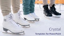  Presentation with rink - Amazing presentation theme having close-up-of-people-wearing backdrop and a sky blue colored foreground