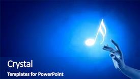  Presentation with blue music - Slide set enhanced with person hand touching music background and a dark gray colored foreground