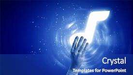  Presentation with blue music - PPT theme with person hand touching music background and a cobalt blue colored foreground