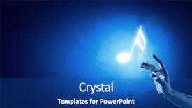  Presentation with blue music - PPT layouts with person hand touching music background and a ocean colored foreground