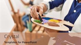  Presentation with paint art - Presentation theme featuring close-up-of-person-pouring background and a coral colored foreground