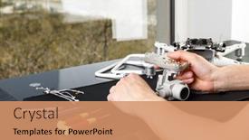  Presentation with drone - PPT theme having close-up-of-person-s background and a coral colored foreground