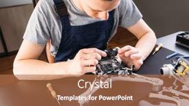  Presentation with drone - Audience pleasing theme consisting of close-up-of-person-s backdrop and a coral colored foreground