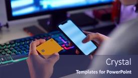  Presentation with online gambling - Theme with close-up-of-person background and a ocean colored foreground