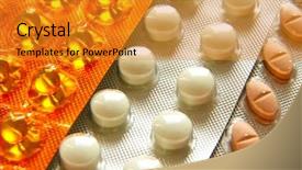  Presentation with pharmaceutical - Theme having close up of pharmaceutical pills background and a gold colored foreground