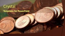  Presentation with gupta coins - Presentation design enhanced with close-up-of-piled-up background and a  colored foreground