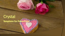  Presentation with pink roses - Beautiful slide deck featuring close-up of pink roses with heart shape cookies on wooden plank backdrop and a tawny brown colored foreground