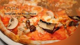  Presentation with pizza - Audience pleasing presentation theme consisting of close-up-of-pizza-topping backdrop and a gold colored foreground