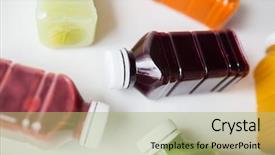  Presentation with healthy eating - Theme with close up of plastic bottle background and a mint green colored foreground