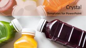  Presentation with healthy eating - Theme consisting of close up of plastic bottle background and a coral colored foreground